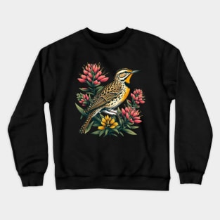 Vintage Western Meadowlark & Indian Paintbrush, Wyoming Crewneck Sweatshirt